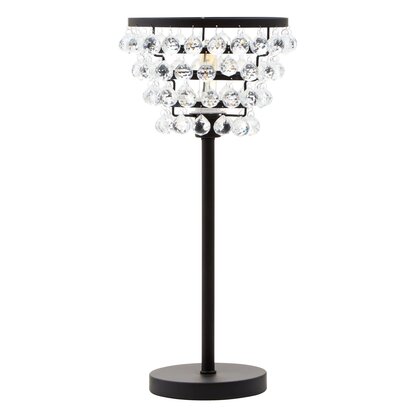 Elemore Clear Crystal Table Lamp with Black Metal