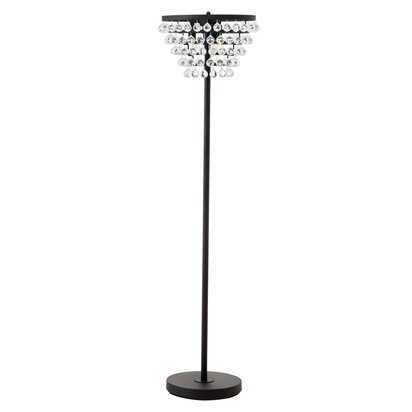 Elemore Clear Crystal Floor Lamp with Black Metal