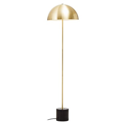 Greton Brushed Brass Floor Lamp with Black Marble Base