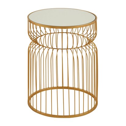Delirose Gold Metal Wireframe Round Side Table