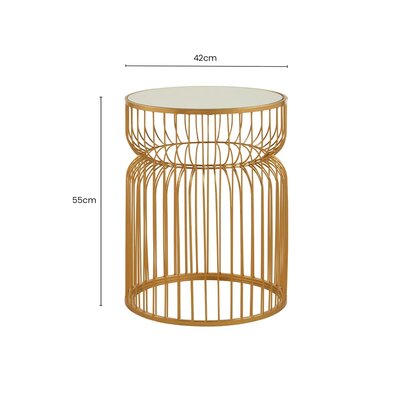 Delirose Gold Metal Wireframe Round Side Table