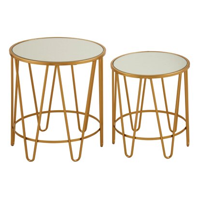 Delirose Set Of 2 Hairpin Design Side Tables