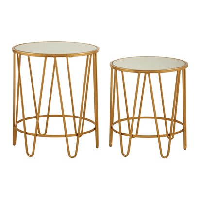 Delirose Set Of 2 Hairpin Design Side Tables
