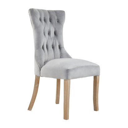 Rosisfield Townhouse Grey Velvet Buttoned Dining Chair