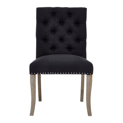 Rosisfield Townhouse Black Linen Dining Chair with Wooden Legs