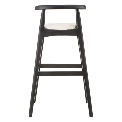 Kendari White Leather And Black Teak Bar Chair