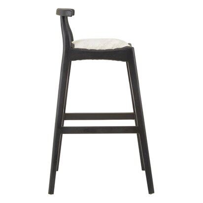 Kendari White Leather And Black Teak Bar Chair