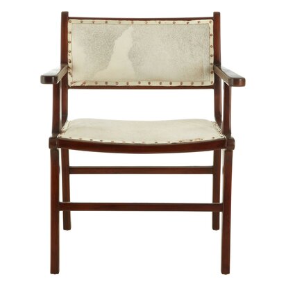 Piarbury Natural Hair on Leather and Teak Wood Dining Chair