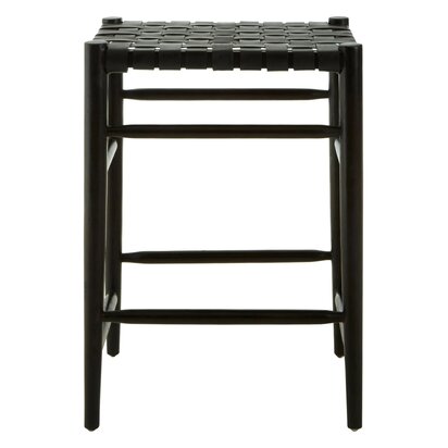Piarbury Black Woven Leather Barstool
