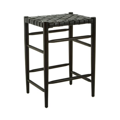 Piarbury Black Woven Leather Barstool