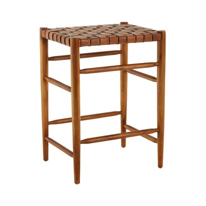 Piarbury Brown Woven Leather Barstool