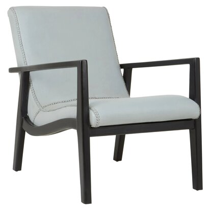 Piarbury Grey Leather Chair with Black Teak Frame