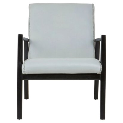 Piarbury Grey Leather Chair with Black Teak Frame