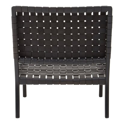 Piarbury Black Leather Woven Chair