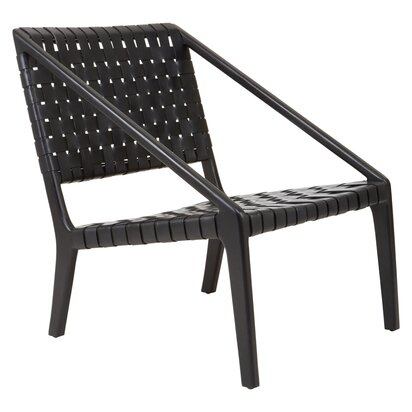 Piarbury Black Leather Woven Chair