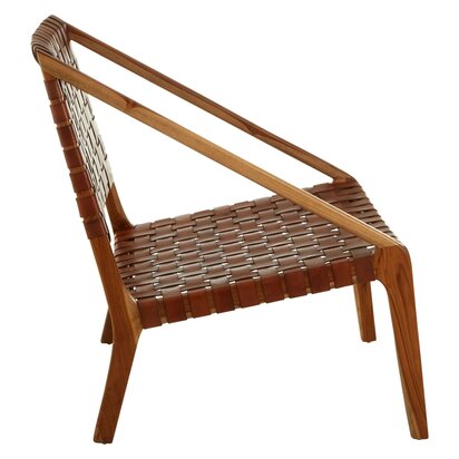 Piarbury Tan Woven Leather And Teak Chair
