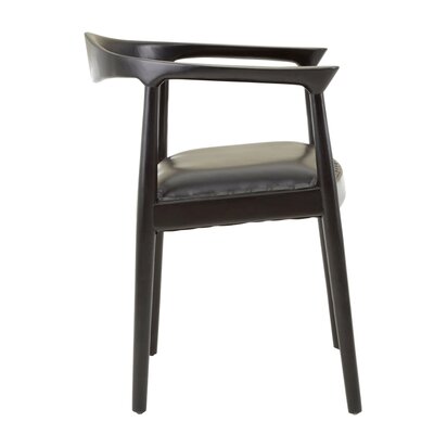 Piarbury Black Leather and Teak Wood Chair