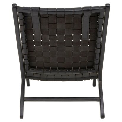 Piarbury Black Leather Woven Chair
