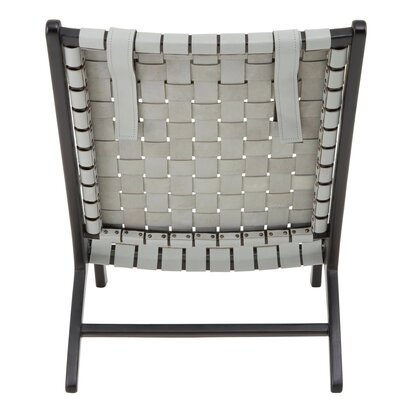 Piarbury Grey Woven Leather Chair with Black Wooden Frame