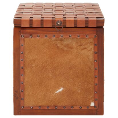 Piarbury Tan Hair on Leather Storage Stool