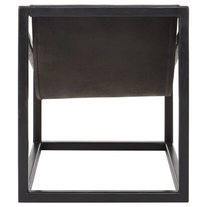 Piarbury Black Leather and Wooden Frame Sling Chair
