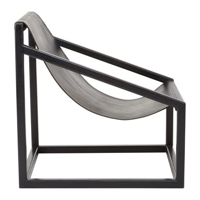 Piarbury Black Leather and Wooden Frame Sling Chair