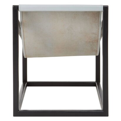 Piarbury Grey Leather Sling Chair with Black Wooden Frame
