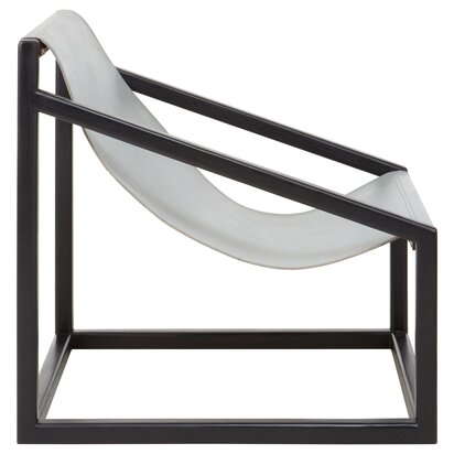Piarbury Grey Leather Sling Chair with Black Wooden Frame