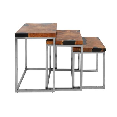 Noreyham Set Of 3 Teak Wood Nesting Tables