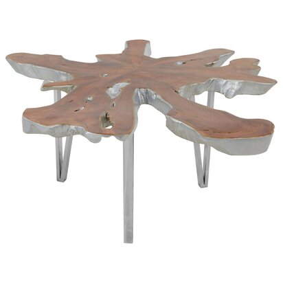 Noreyham Teak Wood with Silver Finish Live Edge Coffee Table