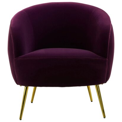 Belelwell Purple Velvet Curved Accent Chair