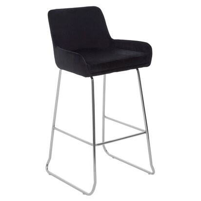 Coriamore Black Velvet Bar Chair With Low Arms