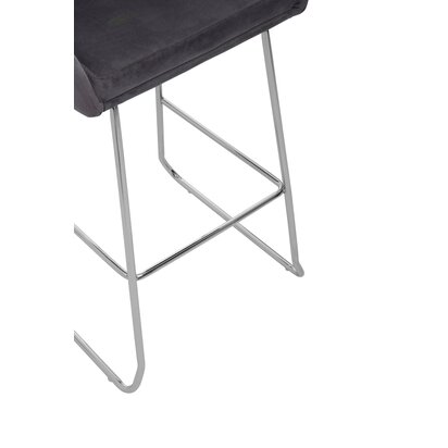 Coriamore Grey Velvet Bar Chair With Low Arms