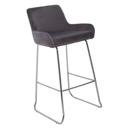 Coriamore Grey Velvet Bar Chair With Low Arms