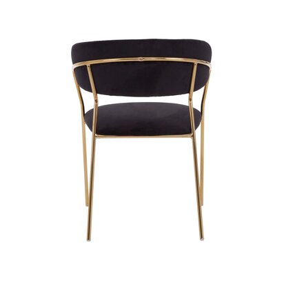 Coriamore Black Velvet Channel Tufted Dining Chair with Gold Finish Legs