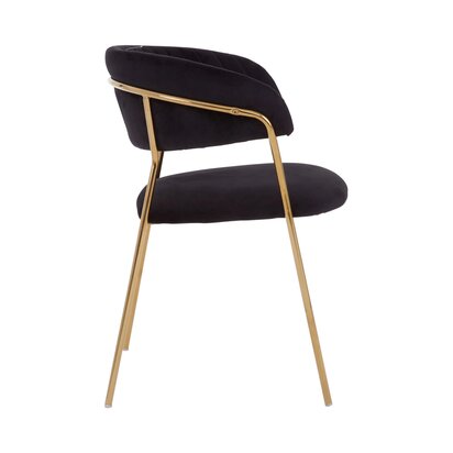 Coriamore Black Velvet Channel Tufted Dining Chair with Gold Finish Legs