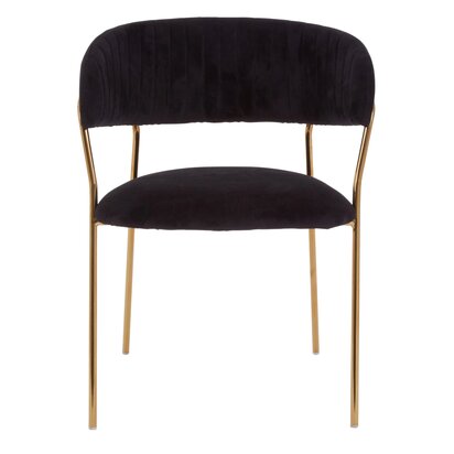 Coriamore Black Velvet Channel Tufted Dining Chair with Gold Finish Legs
