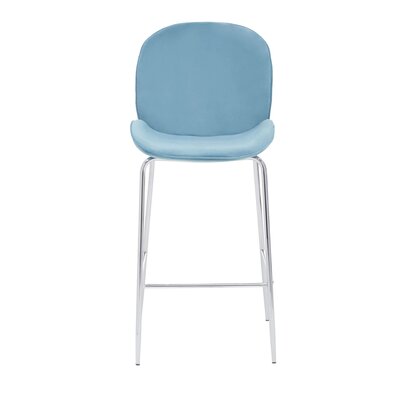 Coriamore Blue Velvet Chrome Finish Bar Chair