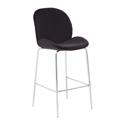 Coriamore Black Velvet Chrome Finish Bar Chair