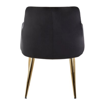 Coriamore Black Velvet Quilted Dining Chair with Gold Finish Legs