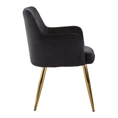 Coriamore Black Velvet Quilted Dining Chair with Gold Finish Legs