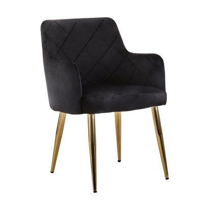 Coriamore Black Velvet Quilted Dining Chair with Gold Finish Legs