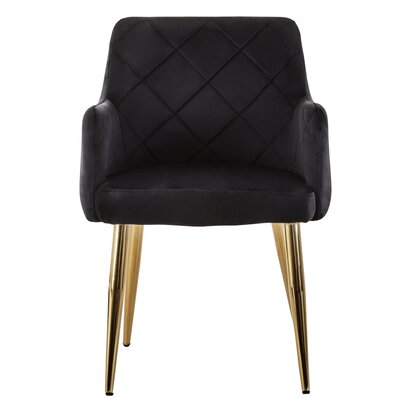 Coriamore Black Velvet Quilted Dining Chair with Gold Finish Legs