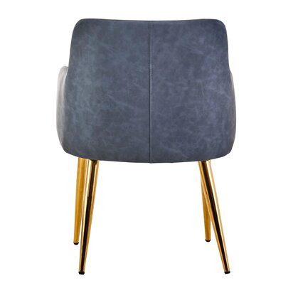 Coriamore Dark Grey Leather Effect Quilted Dining Chair with Gold Metal Legs