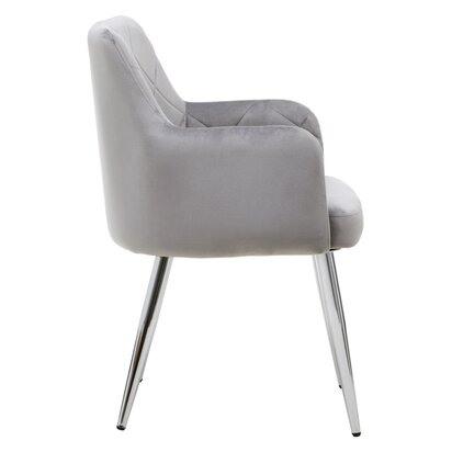 Coriamore Mink Velvet Quilted Dining Chair with Chrome Finish Legs