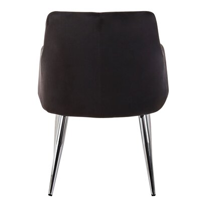 Coriamore Black Velvet Quilted Dining Chair with Chrome Finish Legs