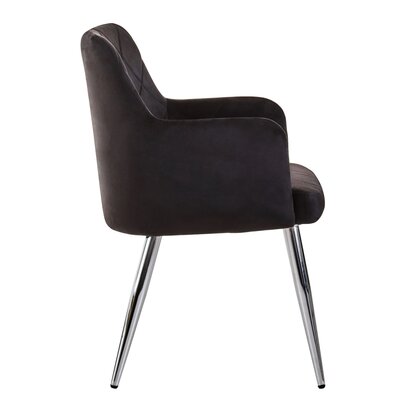 Coriamore Black Velvet Quilted Dining Chair with Chrome Finish Legs