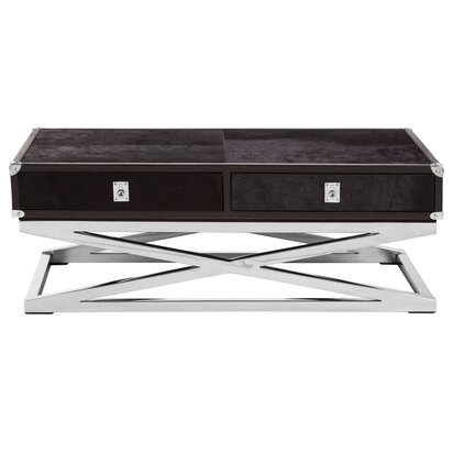 Rosisfield Townhouse Silver and Black Hair On Leather Coffee Table
