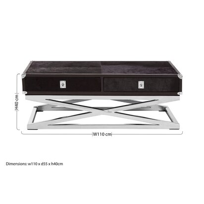 Rosisfield Townhouse Silver and Black Hair On Leather Coffee Table