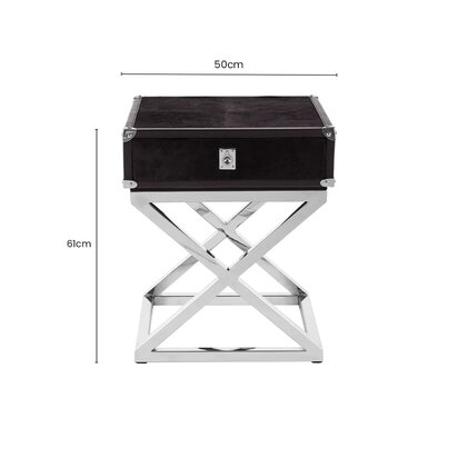 Rosisfield Townhouse Black Hair on Leather Side Table with Drawer
